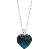 GEMINSPIRE Heart Pendant Necklace for Women, Gemstone Necklace, Heart Shape Pendant, Healing Crystal, 925 Sterling Silver 16+2" Adjustable Chain, Valentine's Day Gift for Her