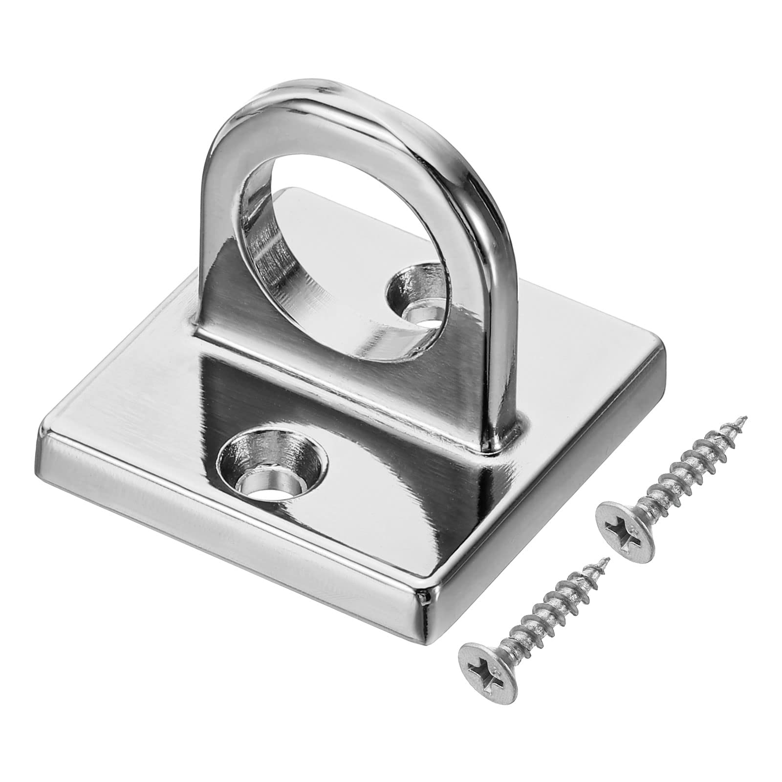 PATIKIL Pad Eye Plate U Hooks, Metal Ceiling Hook Wall Mount Loop with Screws Hardware Ring Hooks for Hanging Ropes in Queue Barrier, Silver