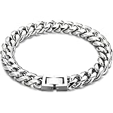 Silverso Cuban Link Bracelet for Men, 10mm Wide, Smooth Exquisite Casual Cuba Mens Cuff Jewelry Gift