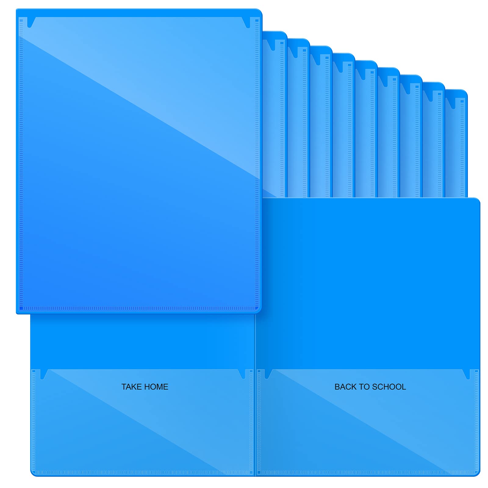 Photo 1 of Henoyso 48 Pcs Plastic Take Home Folders with 2 Pockets Parent Teacher Classroom Communication Homework Folder for Students Parent Teacher Connector(Blue)