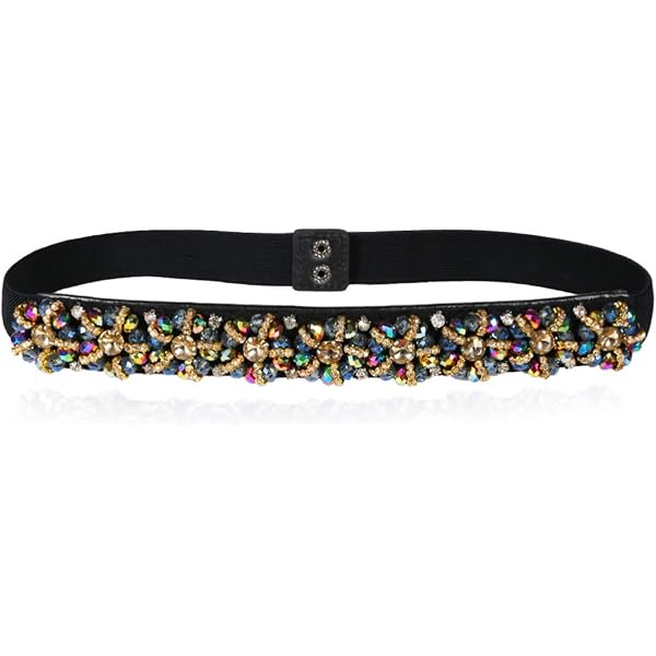 JASGOOD Women Rhinestone Waist Belt Beaded Crystal Stretchy  display picture 1