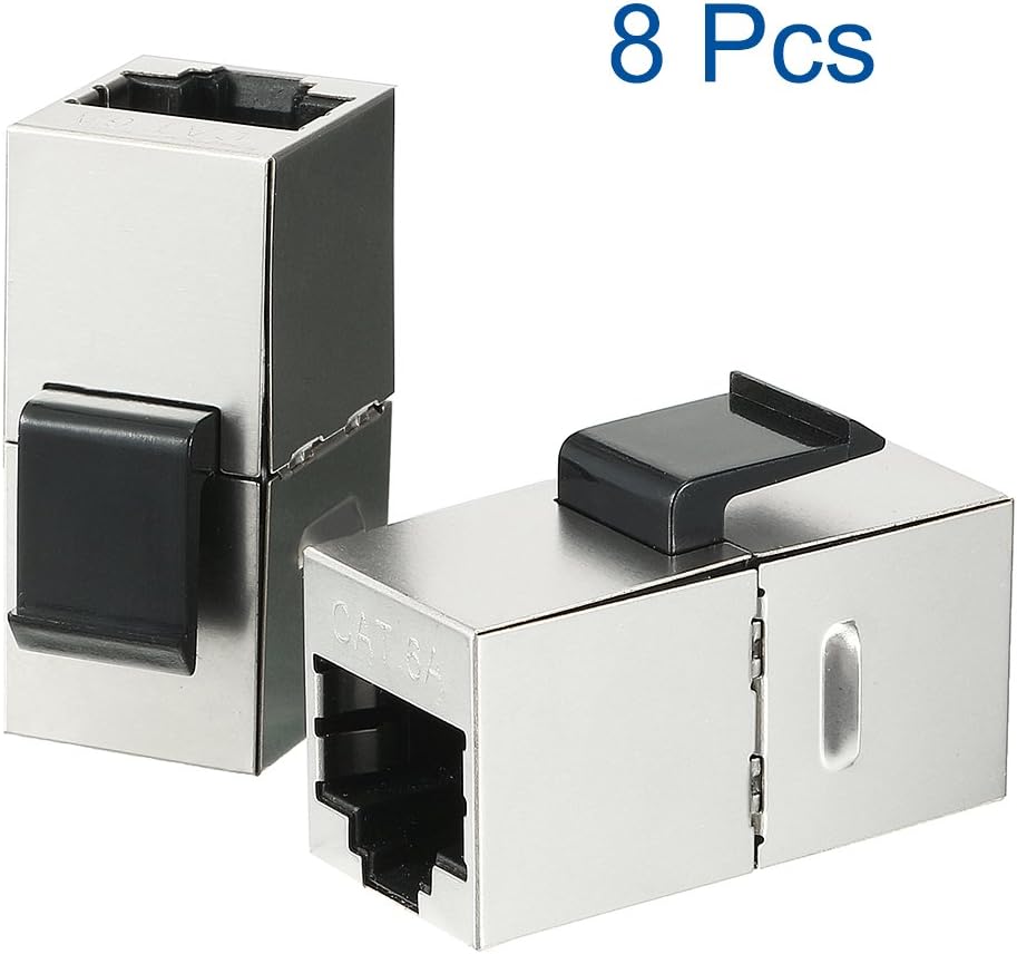 sourcingmap 8 Packs CAT 6a Keystone Jacks, RJ45 Couplers Female to Female Straight Shielded In-Line Cat6A Cable Network Ethernet Module Silver - Image 4