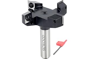 CNC Spoilboard Surfacing Router Bit 1/2 Shank, Exra Large 2-1/2" Cutting Dia 4-Wing, Insert Slab Flattening Router Bit, Wood Planer Planing Bit for Flycutter/ Slab Leveler/ Rabbeting by SICWOOD