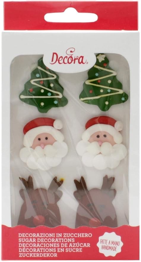 Decorazioni Di Zucchero Natalizie.Set 6 Decorazioni In Zucchero Natalizie Decora Amazon It Casa E Cucina