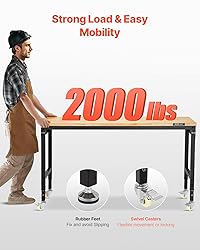 VEVOR Adjustable Workbench, 60 Inch Work Bench with