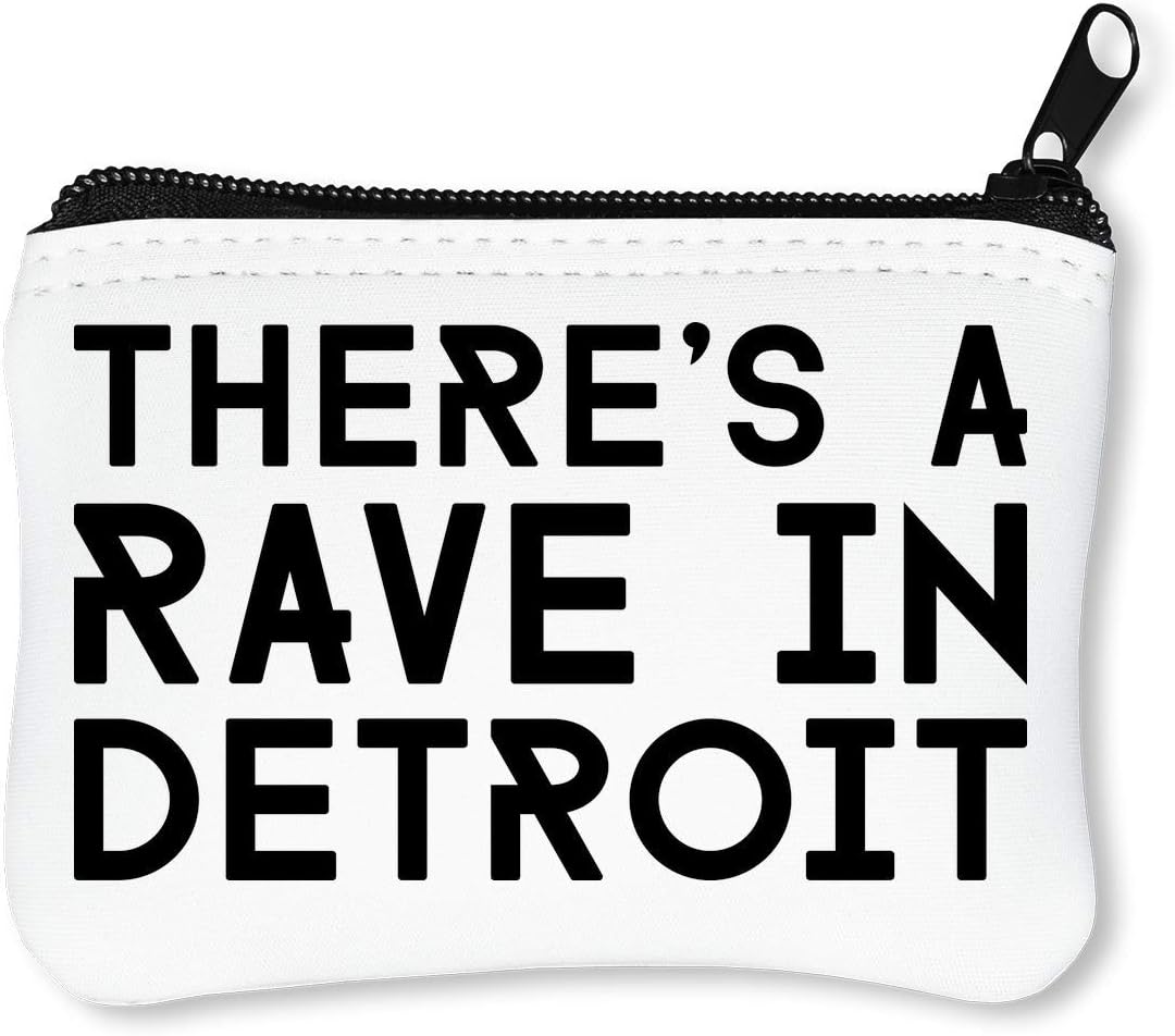 There's A Rave in Detroit Techno Party Dance Slogan Zipper Wallet Coin Purse