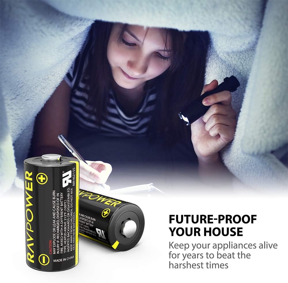 CR123A 3V Lithium Battery RAVPower Non-Rechargeable Lithium Batteries [16 Pack 1500mAh Each] 10 Years of Shelf Life for Arlo Cameras Polaroid Flashlight Microphones [CAN NOT BE RECHARGED] : Camera & Photo