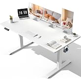 Veken 63"x28" Wider Large Standing Desk, Electric Height Adjustable, White | Modern Workstation Computer Desk, Sit to Stand Up, Conference Room Tables for Home Office, Writing, Gaming Study