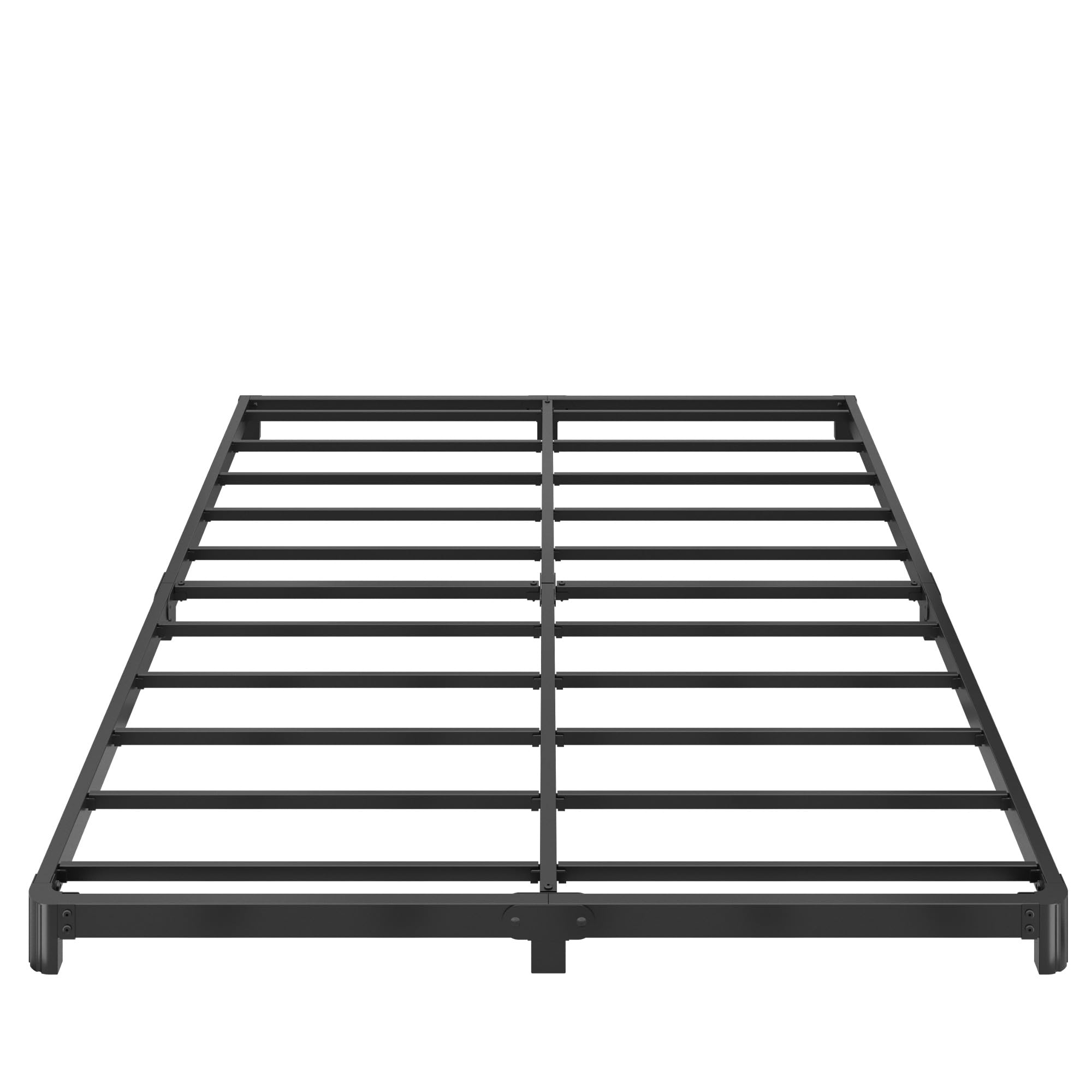 Photo 1 of Yicensen 4 Inch Low Profile King Bed Frame with Rounded Corner Legs Heavy Duty Metal King Size Platform Bed Frame No Box Spring Needed, Easy Assembly, Noise Free, Black.