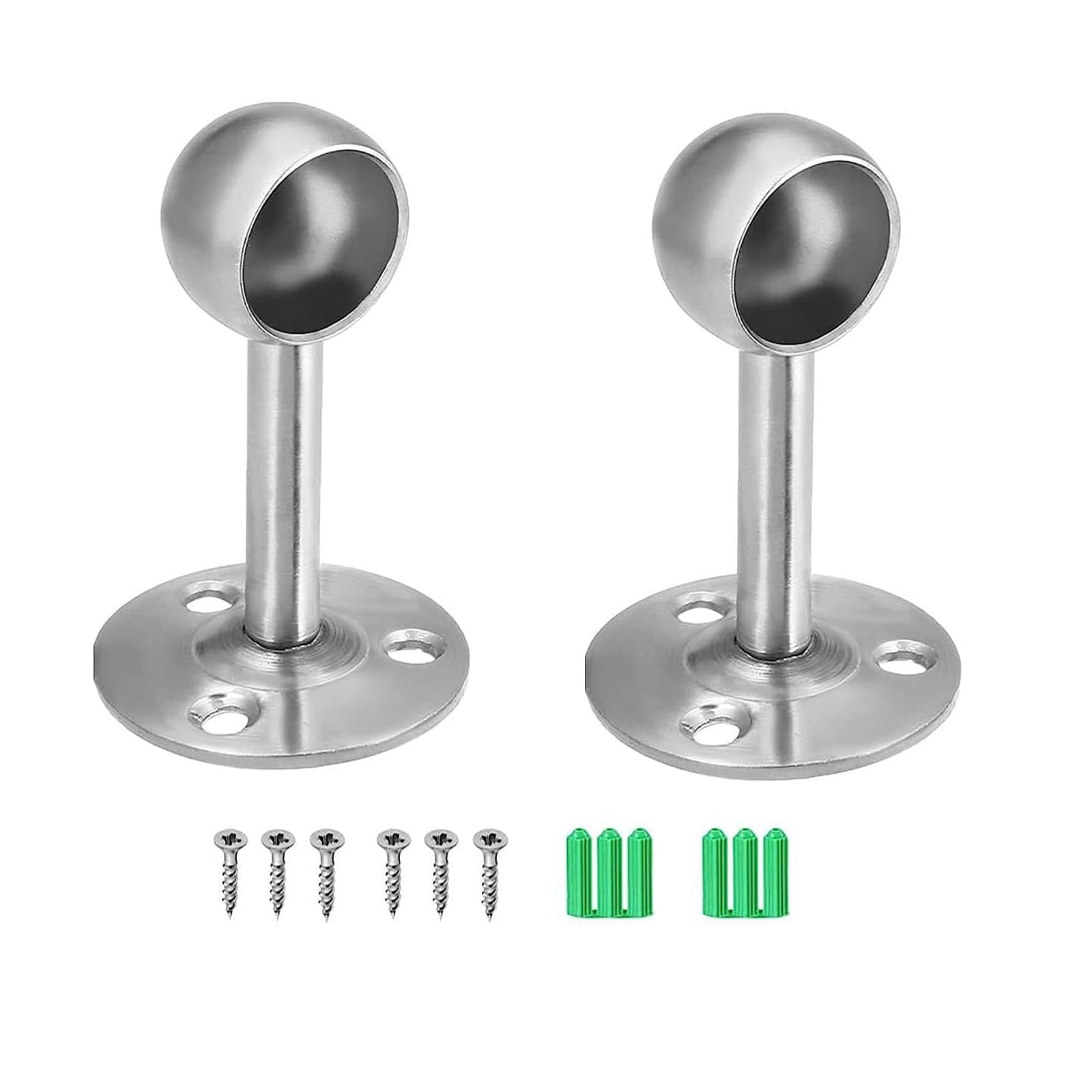 TOP-VIGOR Wardrobe Pipe Bracket 19mm Dia, 2Pcs Ceiling Mounted Rail Rod Holder Support Socket, Wardrobe Rail Bracket with Screws and Screw Expansion Tube