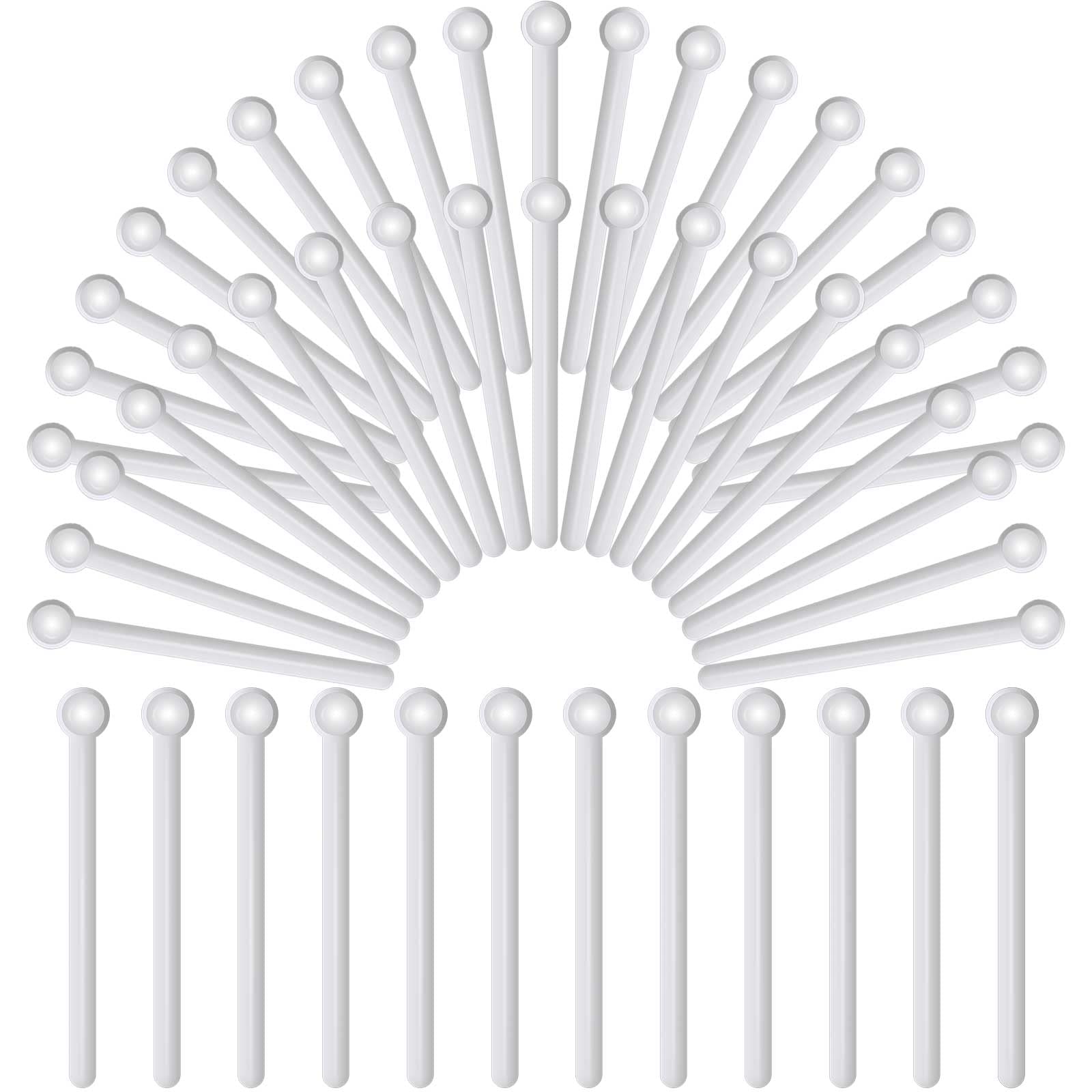 BLMHTWO 50 Pieces Milligram Measuring Spoons, Micro Scoops Micro Measuring Spoon 150 Milligram Plastic Measuring Spoons Measurement Tools Supplies for Seasoning Powder Laboratory Cosmetics(White)