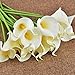 20pcs Calla Lily Bridal Wedding Bouquet Head Latex Real Touch Flower White Flower with Yellow Core