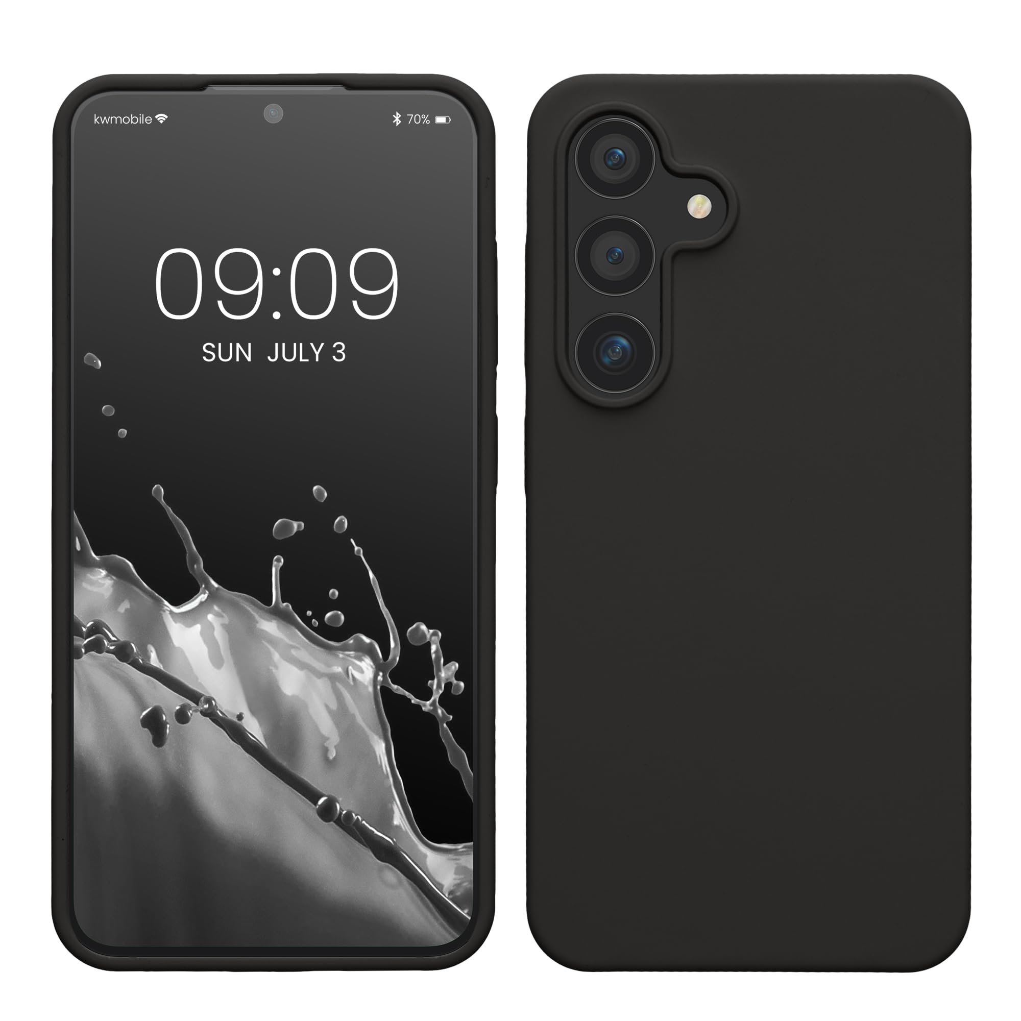 kwmobile Case Compatible with Galaxy S24 Case - TPU Silicone Cover - Works with Wireless Charging - Dark Grey