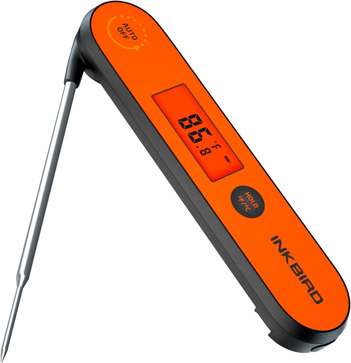 INKBIRD IHT-1P Meat Thermometer Food Thermometer,Instant Read Meat Thermometer Digital Probe with Rechargeable Backlight Hanging Calibration Foldable (Orange)