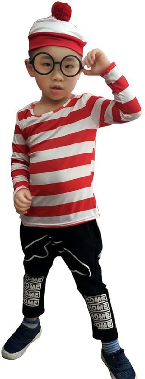 Amazon Te Fiti ハロウィン コスプレ ウォーリーを探せ 衣装 3点セット 子供 キッズコスチューム ホビー