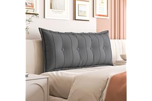 Daneey Large Headboard Pillow Full Pillow Headboard Soft Daybed Pillows Bolster Pillow for Bed & Couch Long Pillow for Bed Decorative, Removable Gray Cover