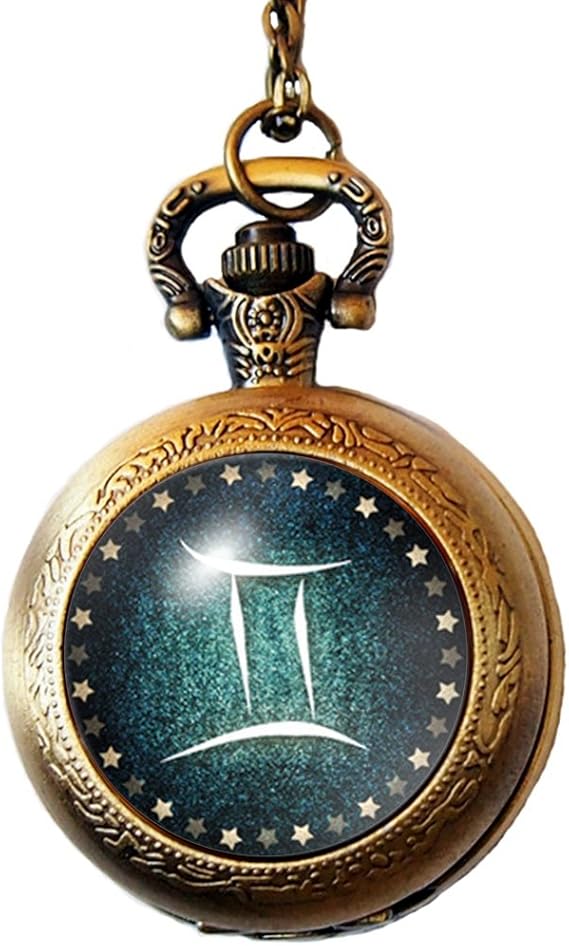 Amazon Joyplancraft Zodiac Pocket Watch Twelve座geminiガラスドームwith真鍮チェーン時計ネックレス 懐中時計 腕時計 通販