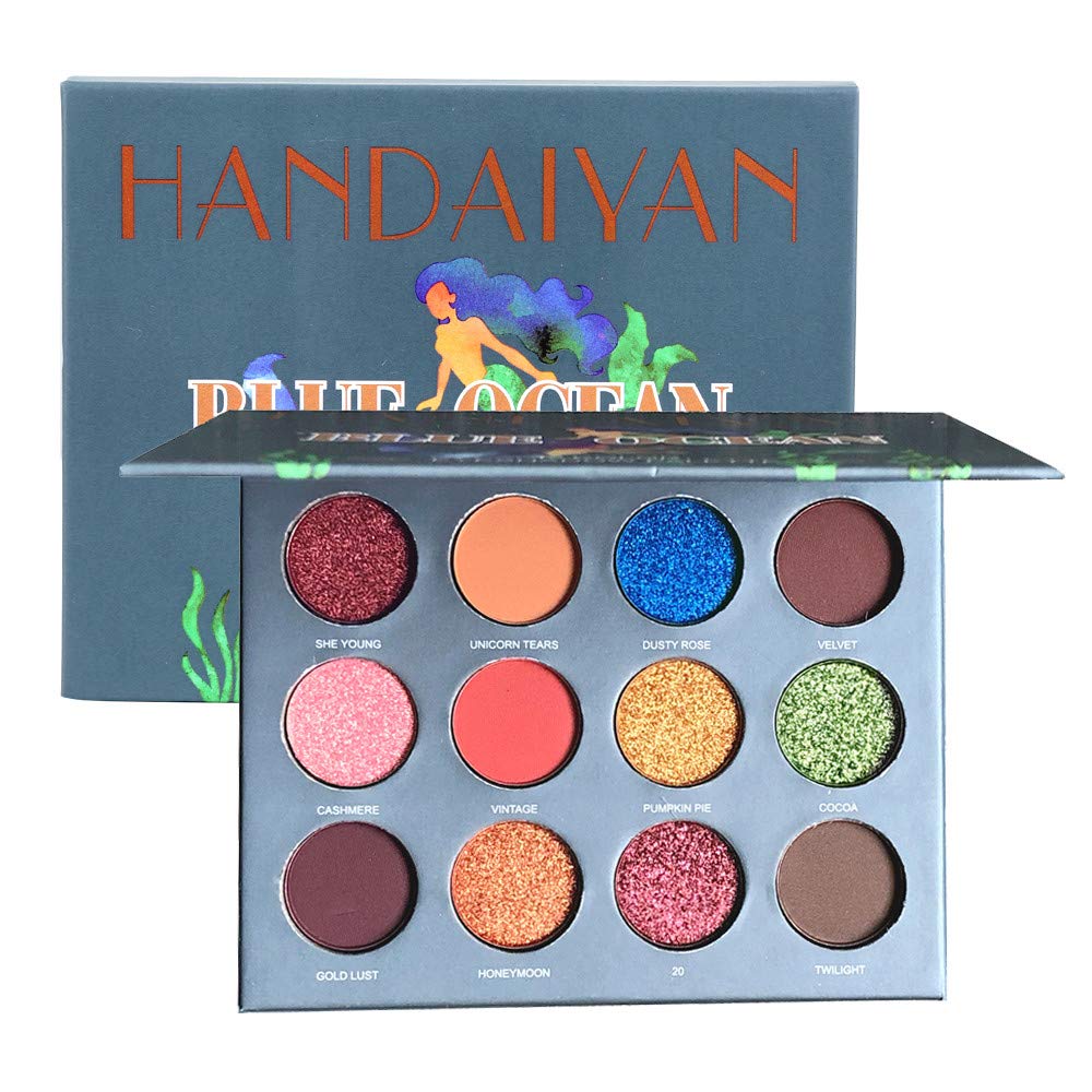 Lavany 12 Colors Eyeshadow Palette,Pearl Metallic Matte Shimmer Eye Shadow Powder Palette Makeup toolsEyeshadow Palette Cosmetic for Party (B)