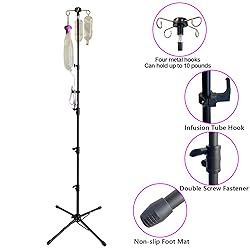 Four-Leg Portable IV Pole for Travel, Adjustable IV