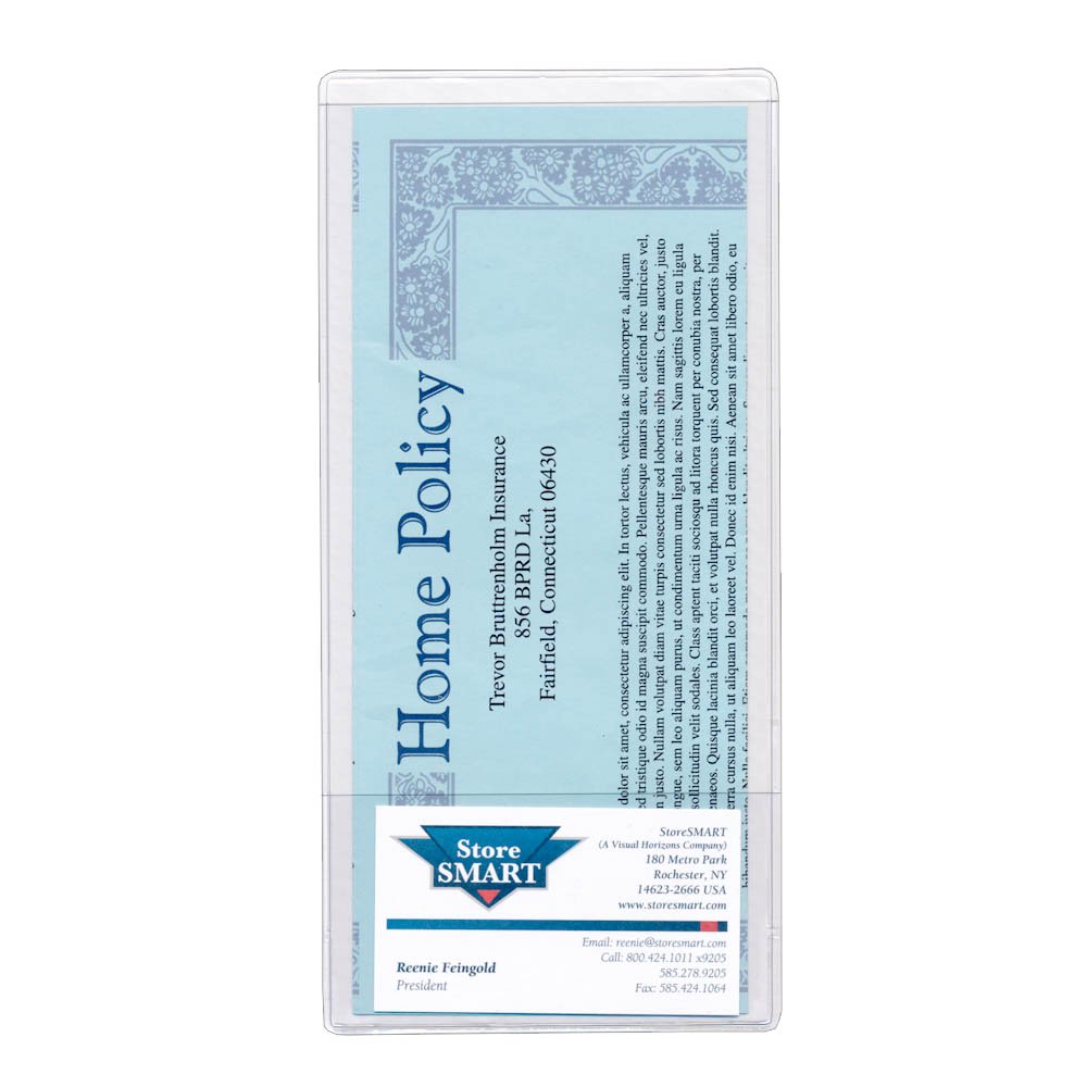 Photo 1 of StoreSMART - Brochure Holder with Business Card Pocket - Clear Vinyl Plastic - 10 Pack - 8 3/4" x 4" - RE9414-10
