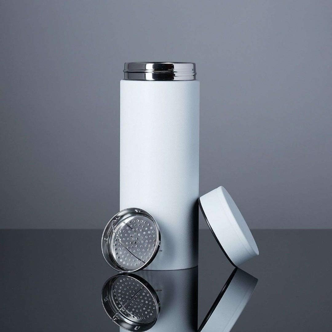 16 Above Wide Mouth 18/8 Stainless Steel Insulated Bottle 500ml 16.9oz Double-Wall Vacuum Designed (White Ultra Grip, 500ml)
