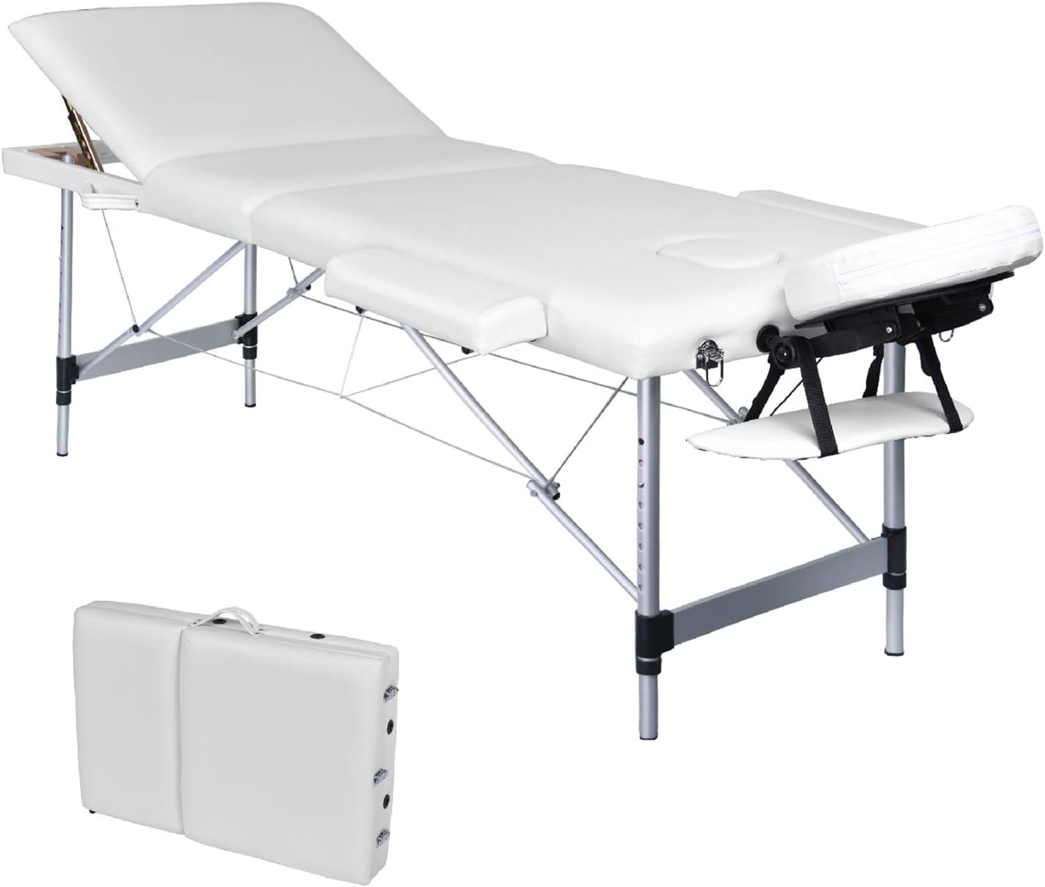 Wellhome Portable 3 Section Aluminium Massage Table Lightweight Adjustable Height Professional