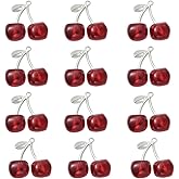 SUNNYCLUE 1 Box 12Pcs 3D Cherry Charm Resin Fruit Charms Bulk Summer Kawaii Fruits Red Berry Cherries Pendants with Silver Metal Alloy Loop for Jewelry Making Earrings Bracelet DIY Craft Findings