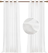Deconovo White Net Curtains Eyelet 2 Panels 55 x 63 in Linen Sheer Voile view 7