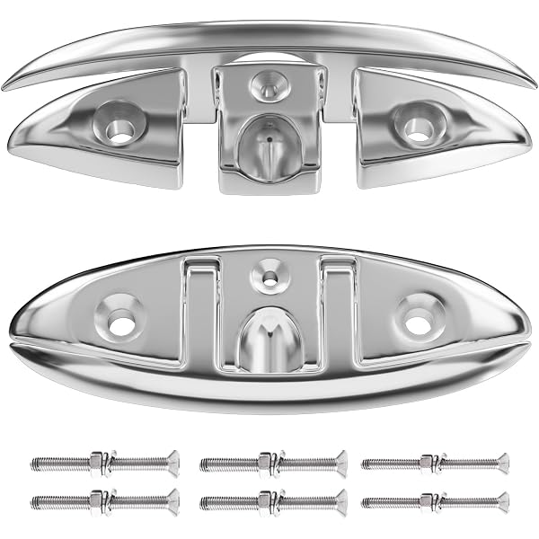 Retractable Cleat 316 Stainless Steel Pop-Up Boat Cleats - Flush Mount Retractable Deck Cleats W/Backing Plate (5/6/8/10" Options) Bass Boat Accessories