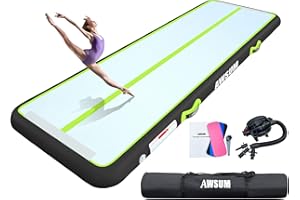AWSUM Inflatable Air Gymnastics Mat 10ft/13ft/16ft/20ft/23ft Training mat 4/8 inches Thick tumbling mat with Electric Pump for Home/Gym/Outdoor