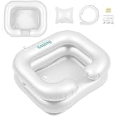 Goping Large Size Inflatable Hair Washing Basin with Neck Fit Movable Head Pillow Shampoo Basin for Elderly Disabled Pregnant Injured Bedridden, 0.28mm with User Manual