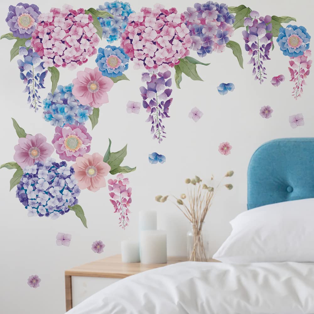 Runtoo Purple Flowers Wall Stickers for Girls Bedroom Living Room Home Decor — image 1