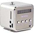 CCYLEZ Portable AM FM Radio with Bluetooth Music Speaker, Vintage Mini Speaker Retro Radio, Portable Bluetooth Speaker with FM Radio Support Card and U Disk (Silver)