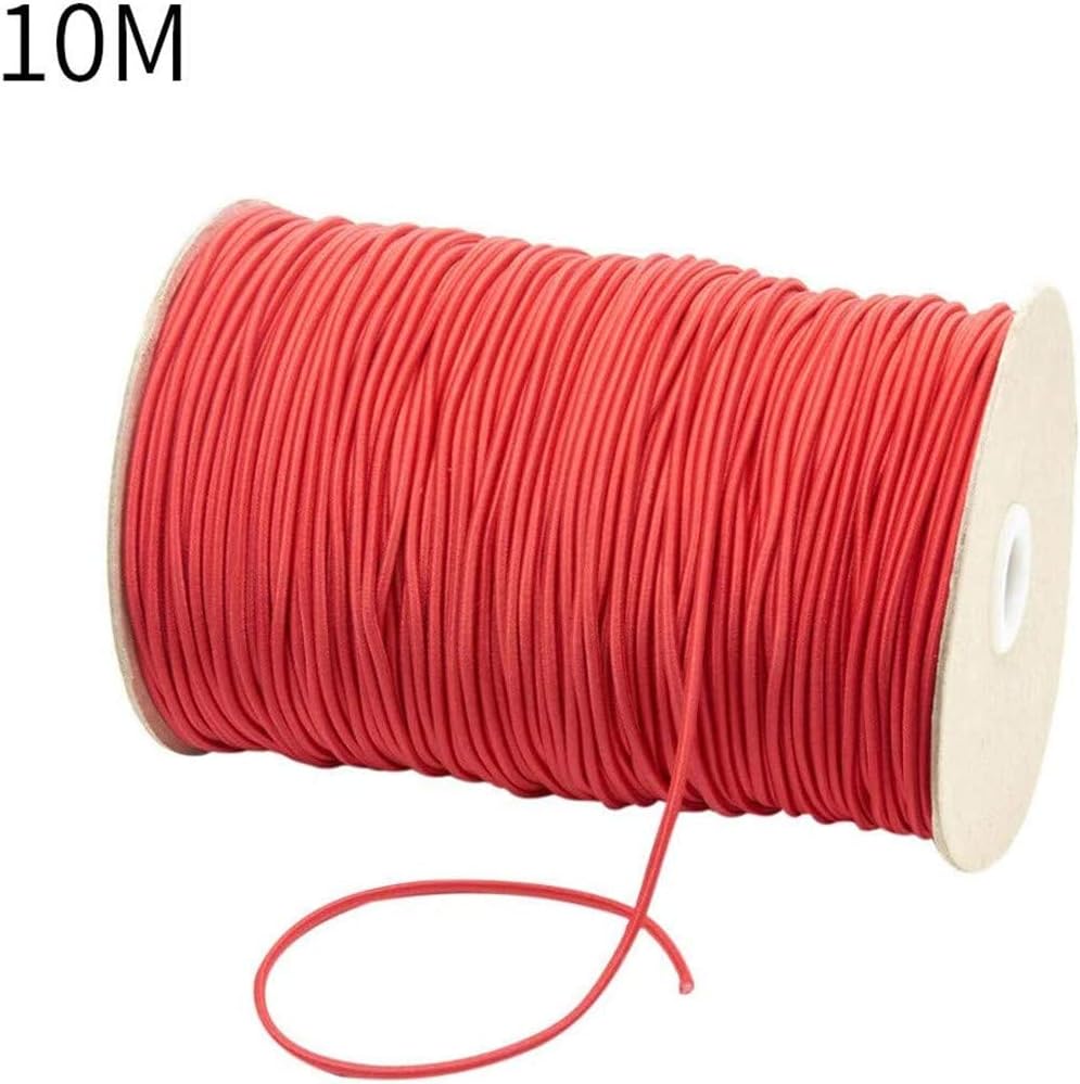 Elastic Strap 11 Colour Earloop Cord 1/8-Inch (3mm) Stretchy Ear Tie Rope Handmade String for Sewing Crafts DIY, Bedspread, Cuff,10M/32.8ft (Red)