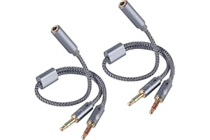 2pcs 2-in-1 Headphone & Microphone Splitter Cable, 3.5mm/0.14in Female to Dual 3.5mm/0.14in Male Audio Adapter Y-Splitter for