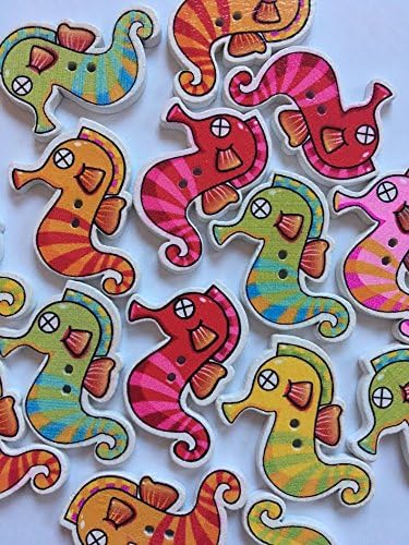 Embellish With Love Wooden Seahorse Buttons - 10 Count