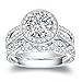 VAN RORSI&MO 2.0ct Round Engagement Wedding Ring Set for Women 18K Gold Plated Sterling Silver Bridal Set
