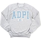 Kite and Crest Alpha Delta Pi Sweatshirt - ADPI White Athletic Sorority Crewneck Sweatshirt