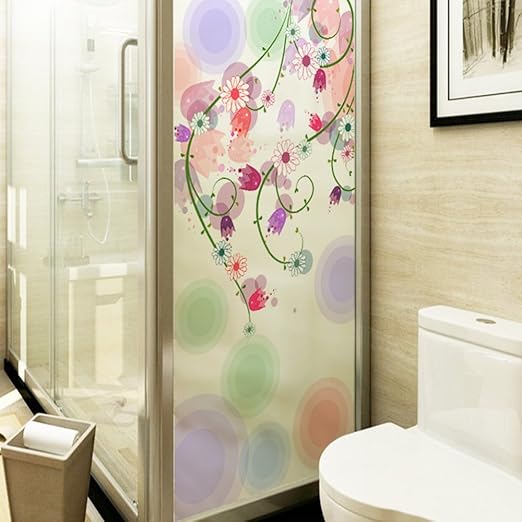 Flower Pvc Translucent Frosted Glass Stickers Bedroom Living Room
