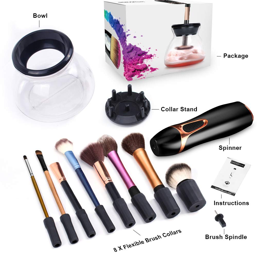 Makeup Brush Cleaner,Akean Professional Makeup Brush Cleaner and Dryer Machine, Cleans and Dries All Makeup Brushes in Seconds (Black)