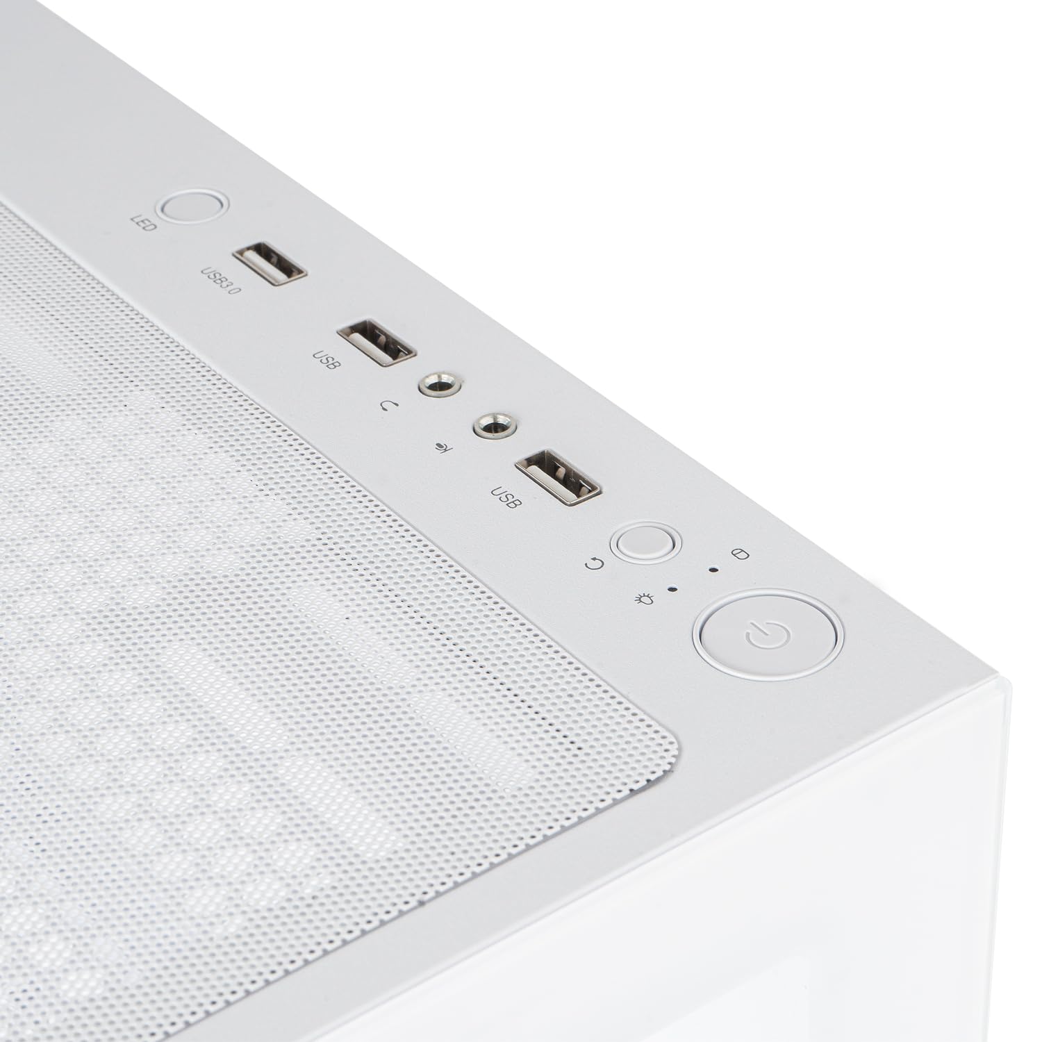 NOX Xtreme Products Hummer Vision White – ATX/Micro ATX Mid-Tower mit Front- und Seitenpanel aus gehärtetem Glas, Platz für 5 Lüfter, unterstützt Grafikkarten bis 300 mm, USB 3.0, Weiß 5