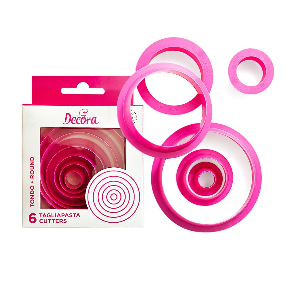 Decora 255300 Set 6 Round Cookie Cutters, Pink, 10 x 10 x 3 cm