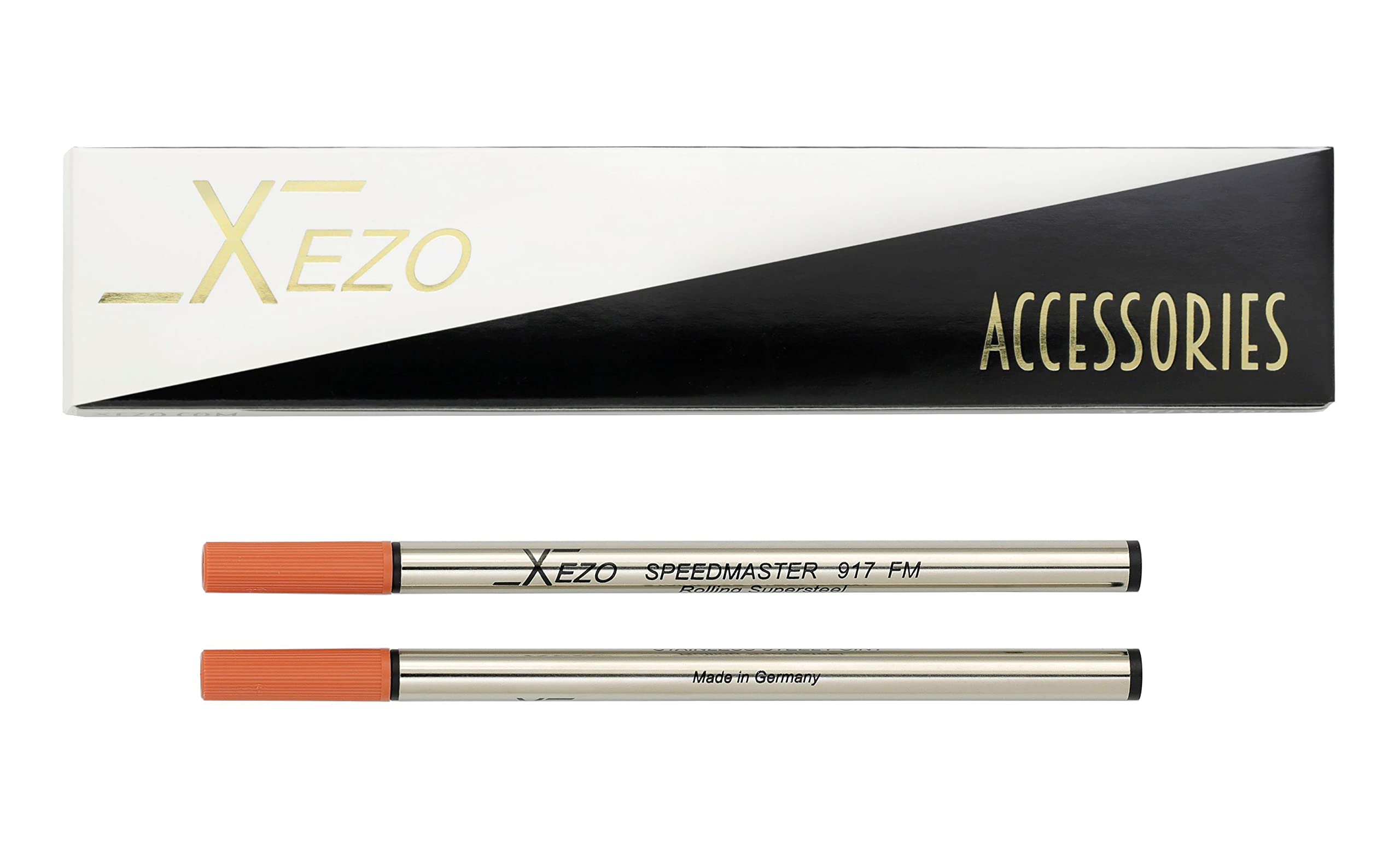 Xezo 917 FM Standard Rollerball Pen Refills, Black. Medium Stroke Width. Made in Germany. Pack of 2