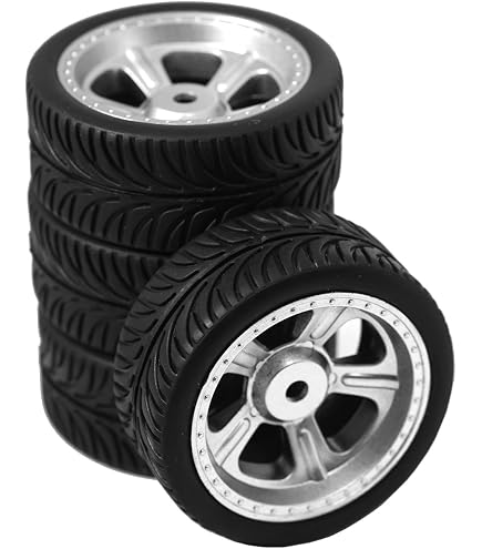 thumbnail image 2 of 4-Pack 1/10 Scale RC Car Wheels & Tires - 12mm Hex, 65mm Diameter, Rubber Tires For On-Road Touring 2 of 10