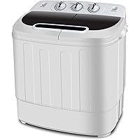 SUPER DEAL Compact Mini Twin Tub Washing Machine, Portable Laundry Washer w/Wash and Spin Cycle Combo, Built-in Gravity Drain