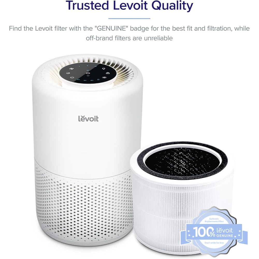LEVOIT Core 200S-P Replacement Filter, Genuine Core 200S-RF Air Purifier Filters, Supports HEPA Sleep Mode, High-Efficiency Activated Carbon for Removal of Smoke, Odor, Allergens, Pollen, 1 Pack