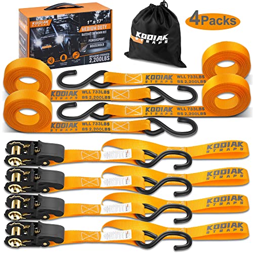 KODIAK STRAPS Ratchet Straps Heavy Duty Tie Down Strap Set 2200 Break