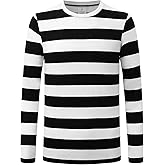 Formeet17 Men’s Long Sleeve Striped T-Shirt Stretchy Comfy Crew Neck Shirt