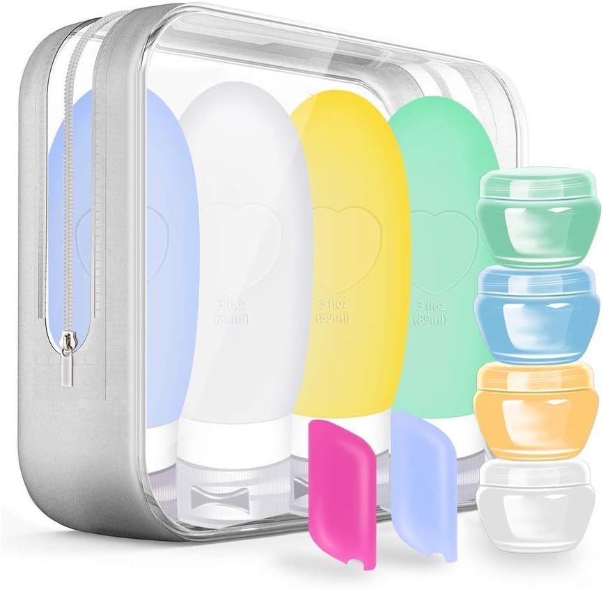 Travel Bottles Set, Zafit 3oz Leakproof Silicone Travel Containers, Refillable Travel Accessories for Business or Travel