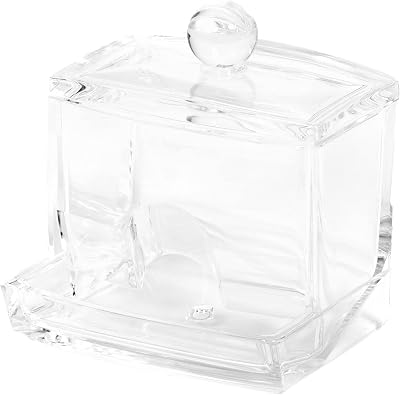 Compactor Cotton Wool & Bud Dispenser, Transparent, 9.3x8x9.9 cm